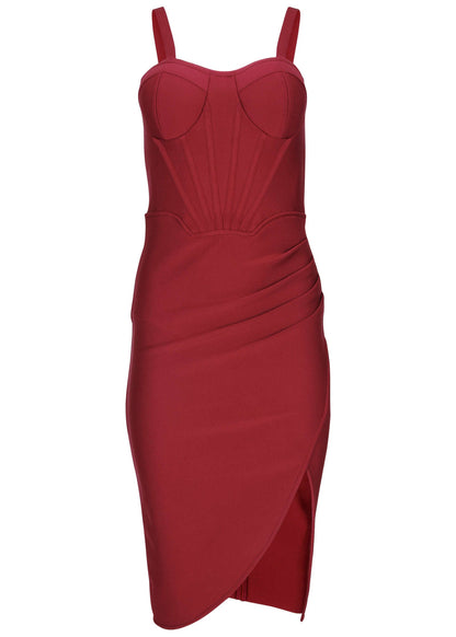 Side Slit Bandage Dress - Dark Red | Venus Great Deal