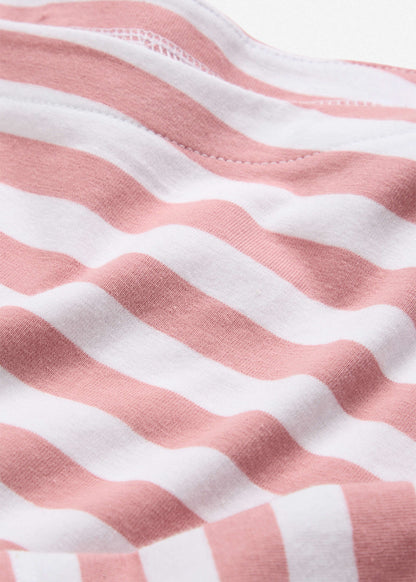 Boat Neck Striped Top - Pale Pink & White | Venus Cost Saving