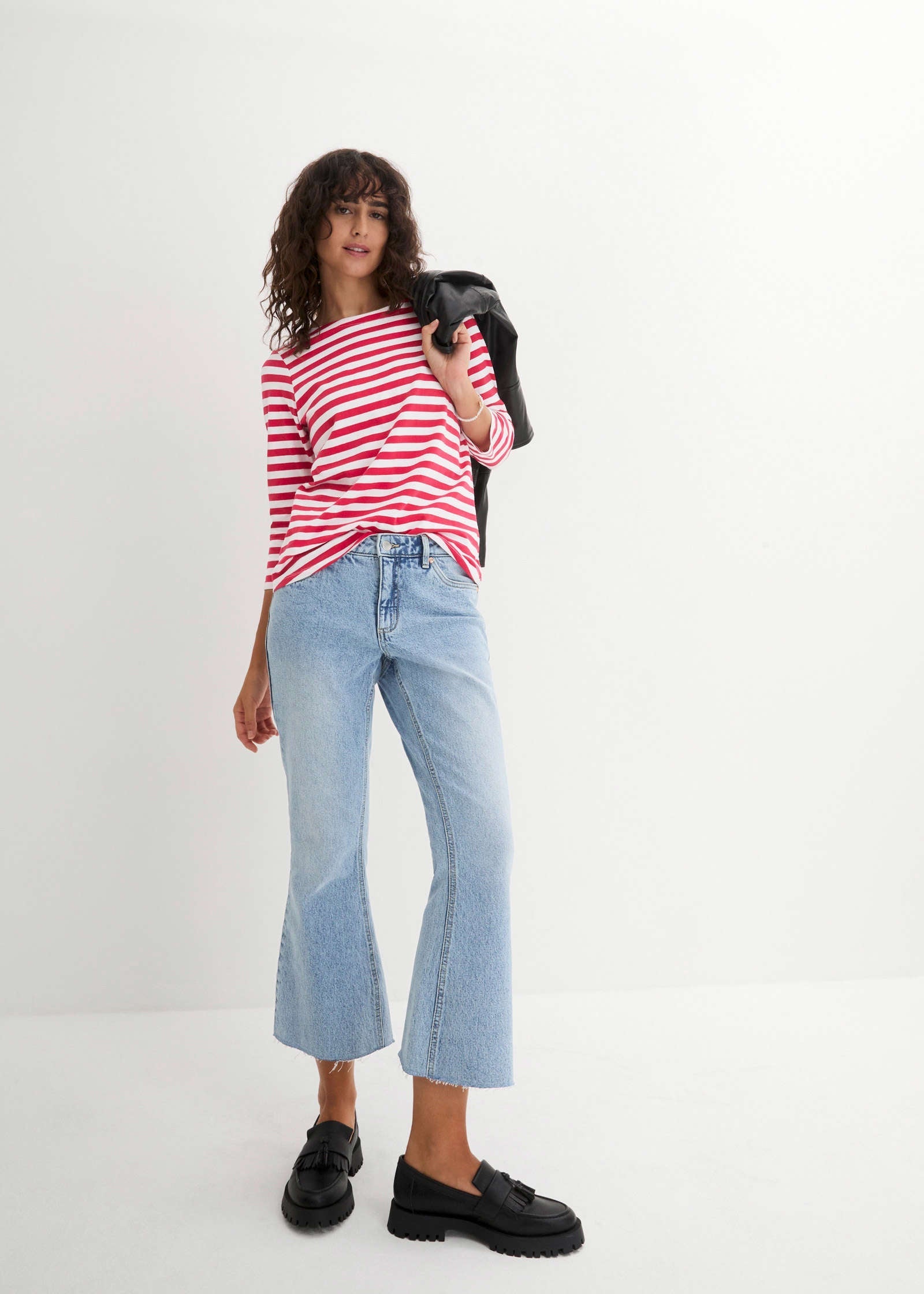 Boat Neck Striped Top - Red & White Stripe | Venus Value