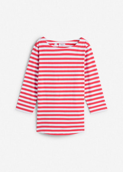 Boat Neck Striped Top - Red & White Stripe | Venus Value