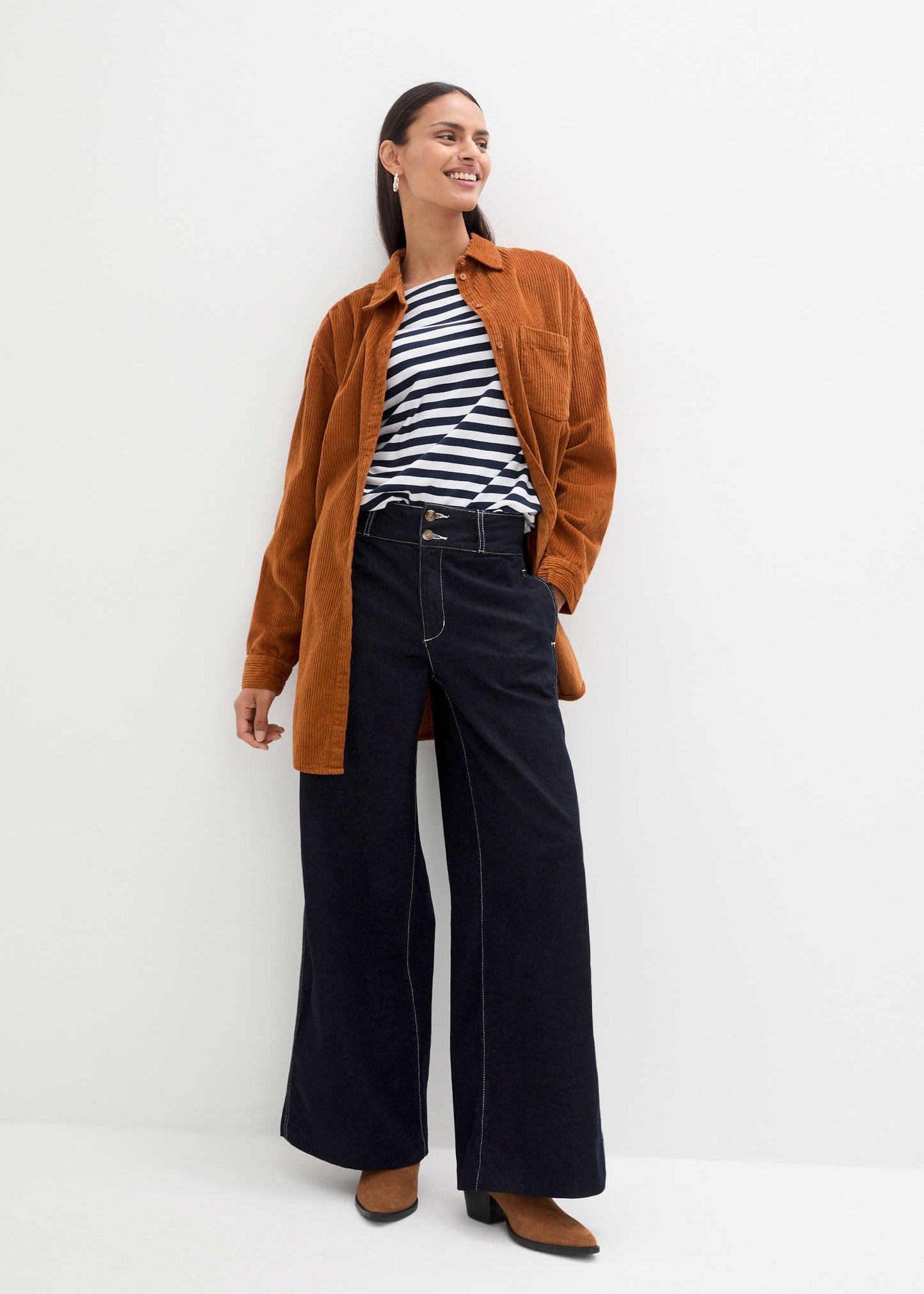Boat Neck Striped Top - White & Navy Stripe | Venus Affordable