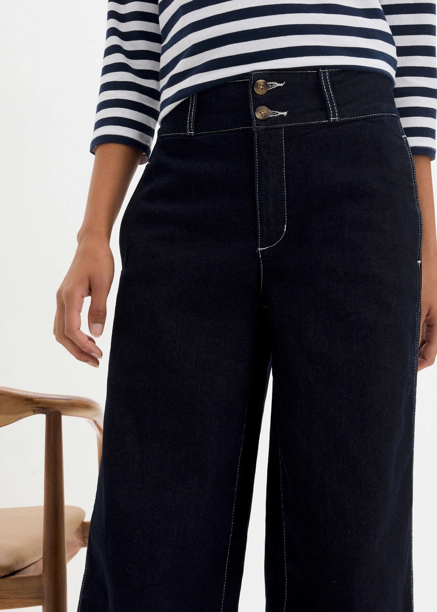 Boat Neck Striped Top - White & Navy Stripe | Venus Affordable