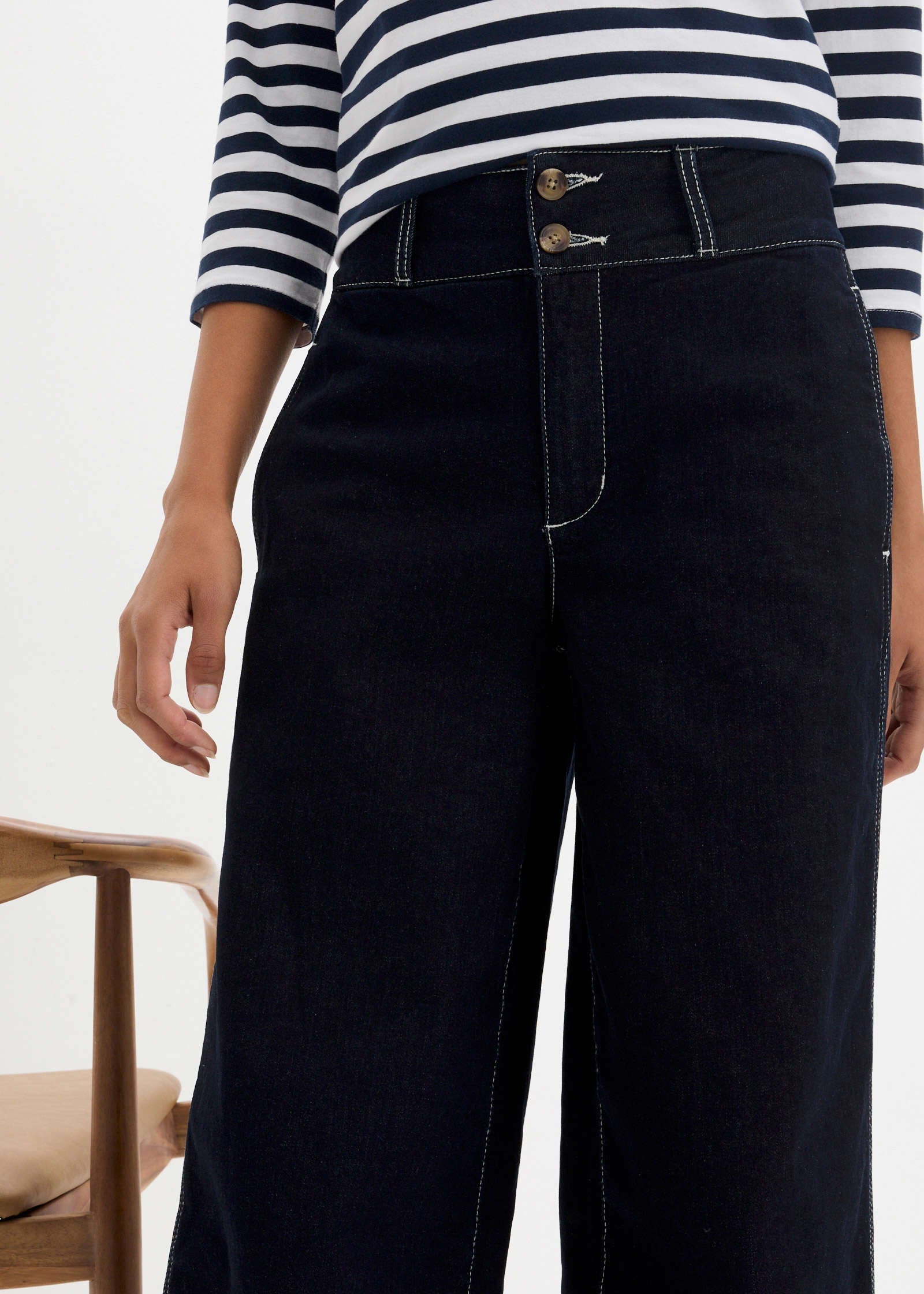 Boat Neck Striped Top - White & Navy Stripe | Venus Affordable