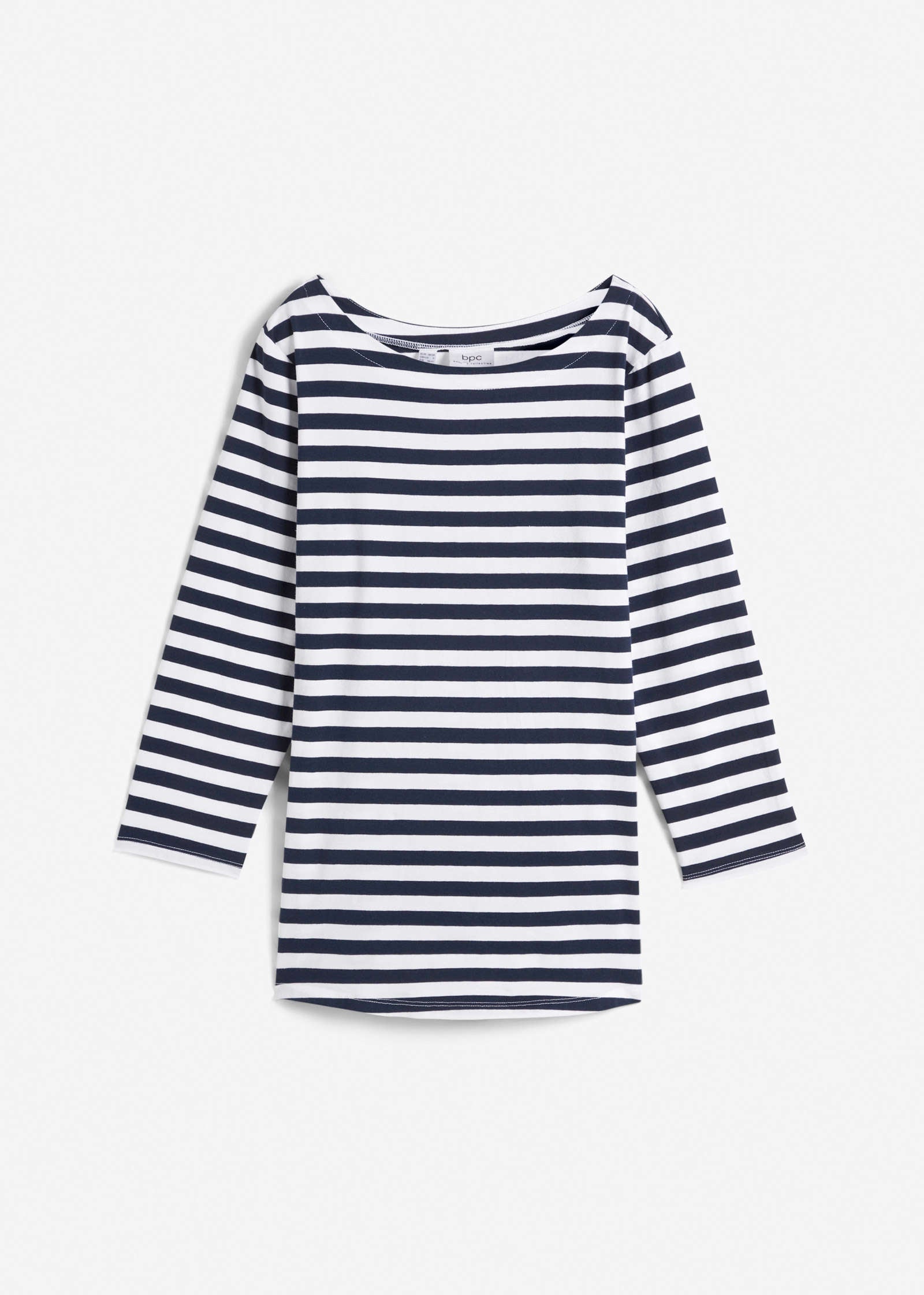 Boat Neck Striped Top - White & Navy Stripe | Venus Affordable
