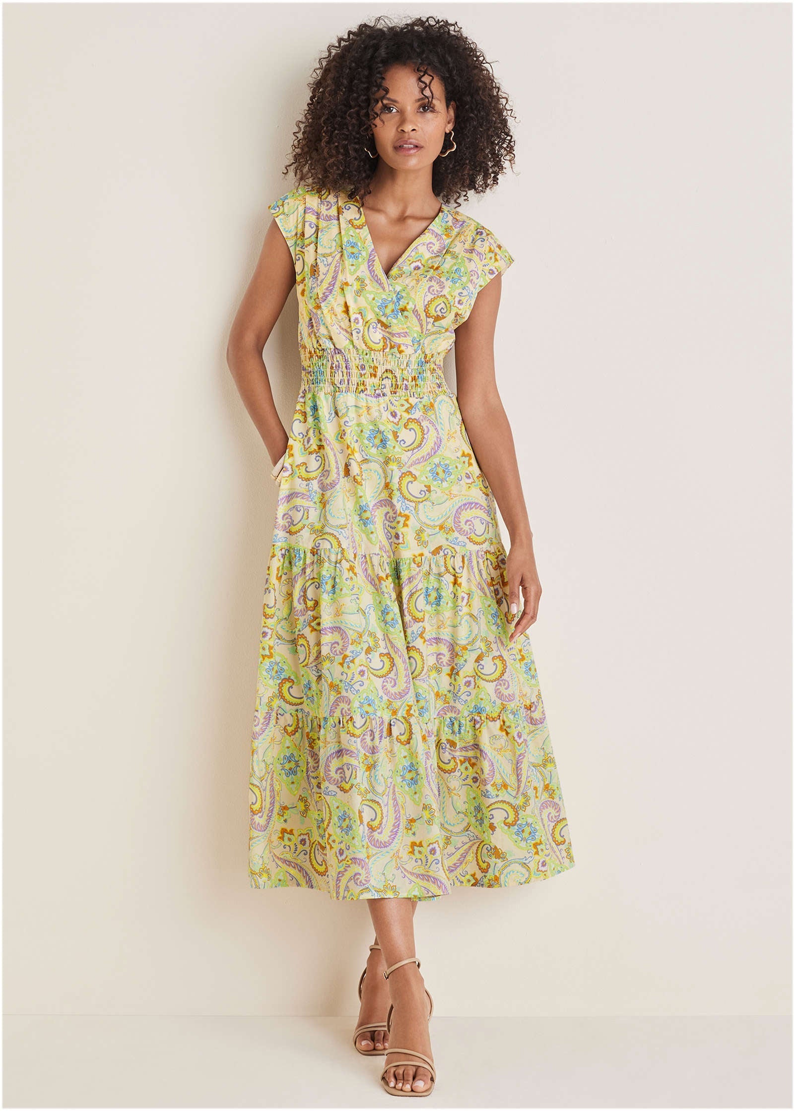 Smocked Waist Maxi Dress - Candied Shortbread Paisley | Venus Featured
