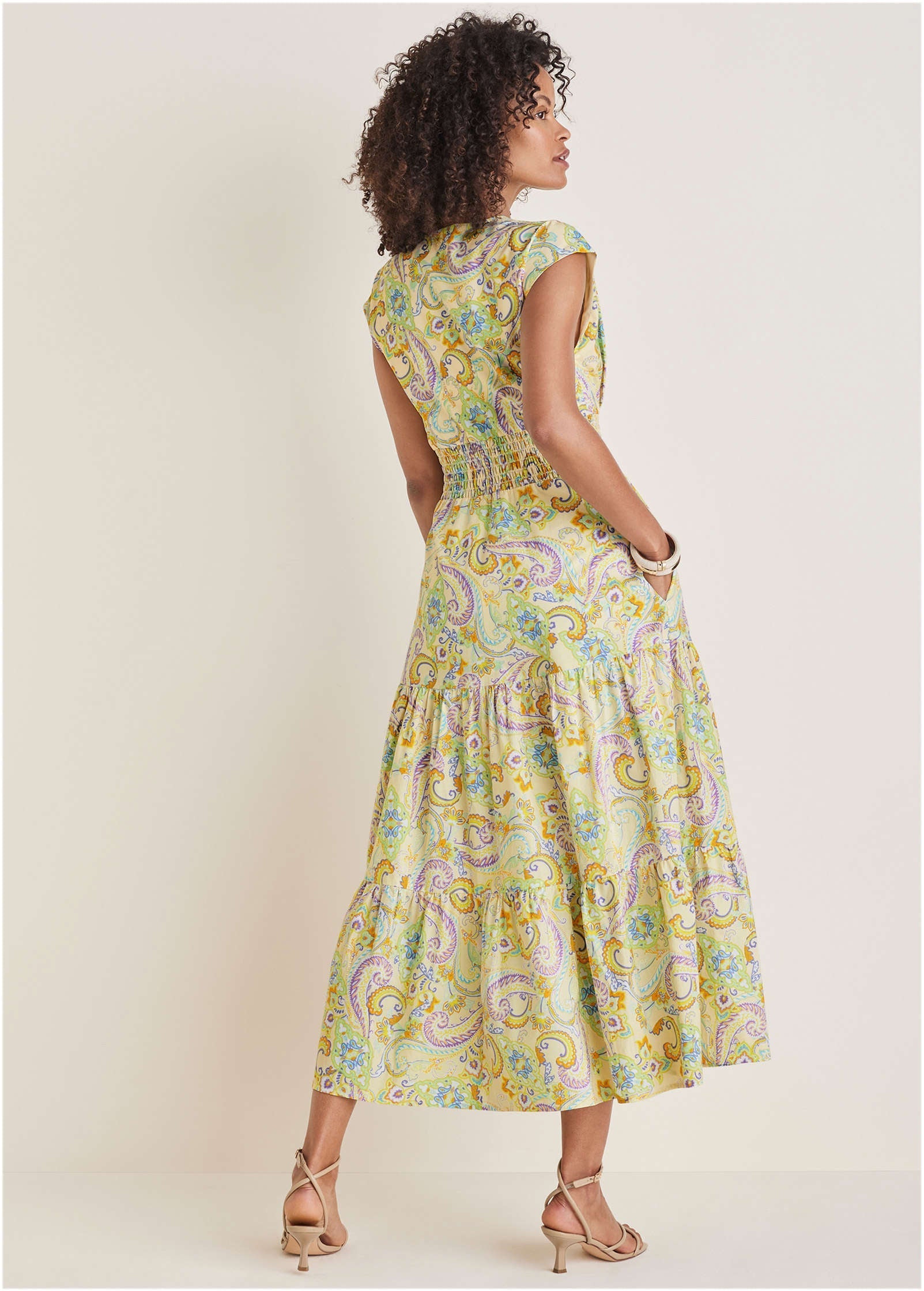Smocked Waist Maxi Dress - Candied Shortbread Paisley | Venus Featured