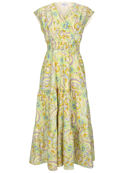 Smocked Waist Maxi Dress - Candied Shortbread Paisley | Venus Featured
