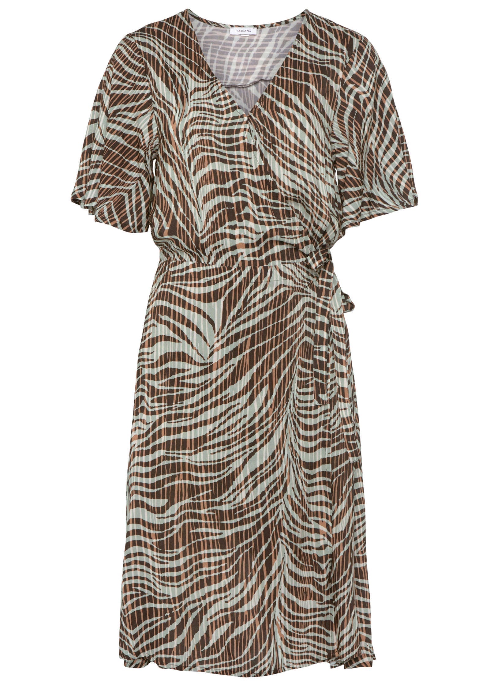 Flutter Sleeve Dress - Brown Multi | Venus Popular Choice