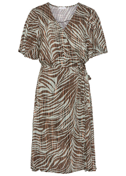 Flutter Sleeve Dress - Brown Multi | Venus Popular Choice