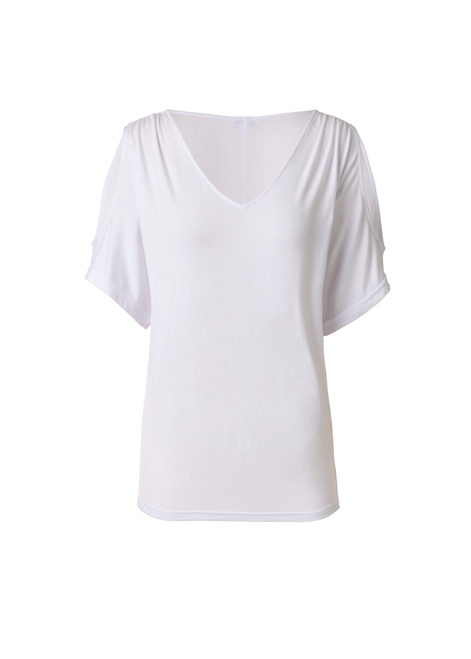 Cold Shoulder V-Neck Top Bright White | Venus Limited Edition