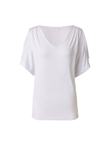 Cold Shoulder V-Neck Top Bright White | Venus Limited Edition