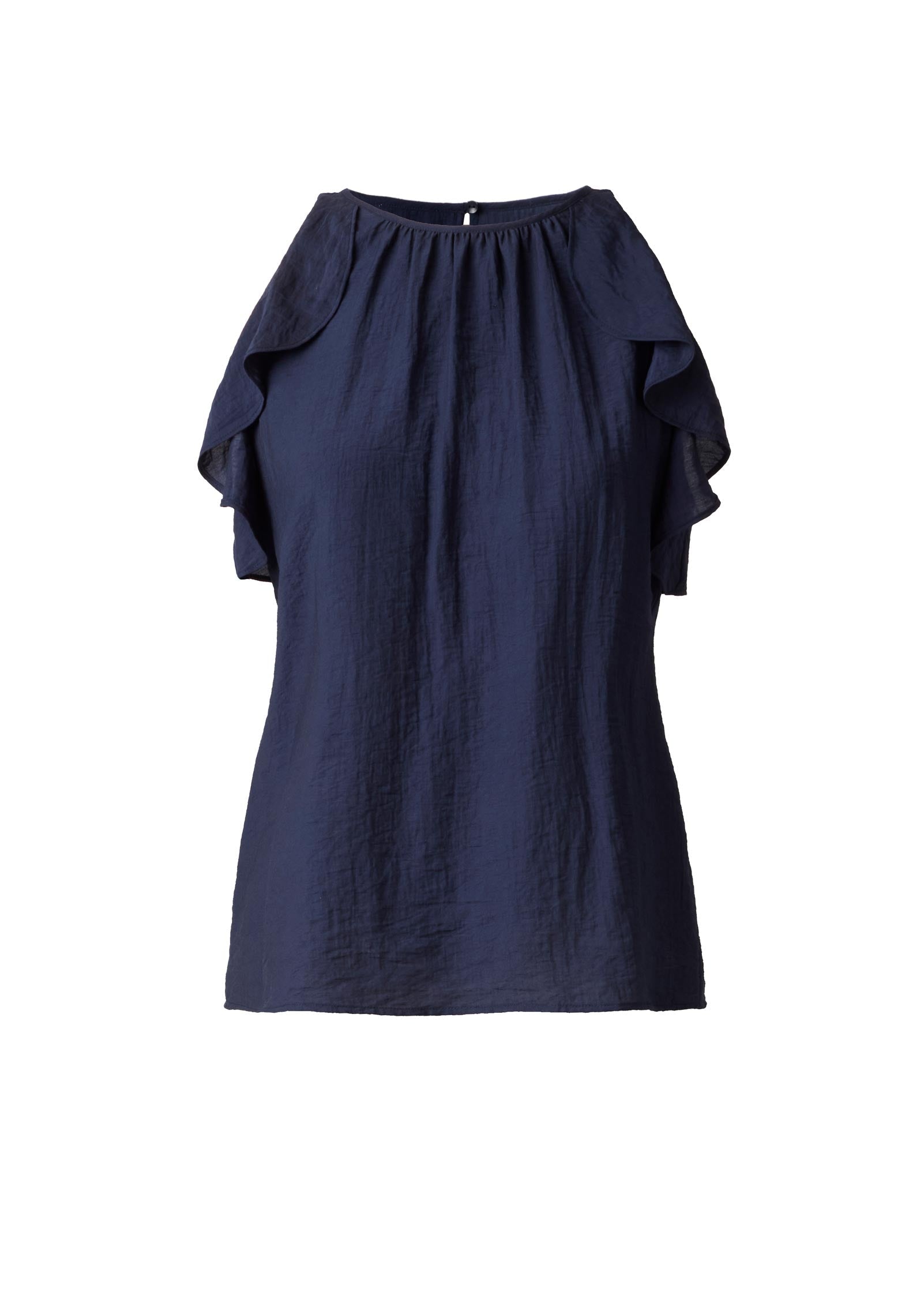 Textured Ruffle Halter Top Navy | Venus Sale