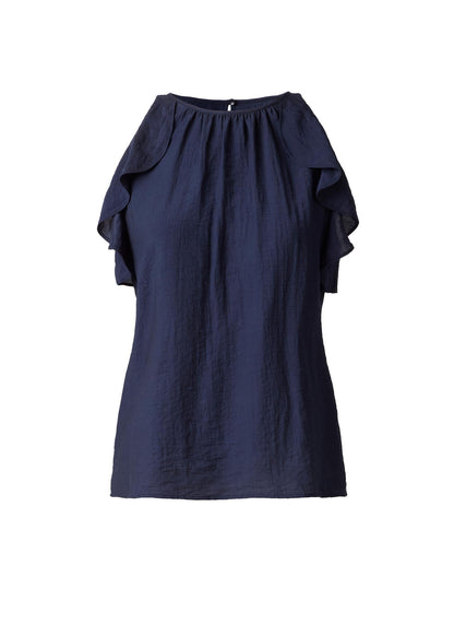 Textured Ruffle Halter Top Navy | Venus Sale