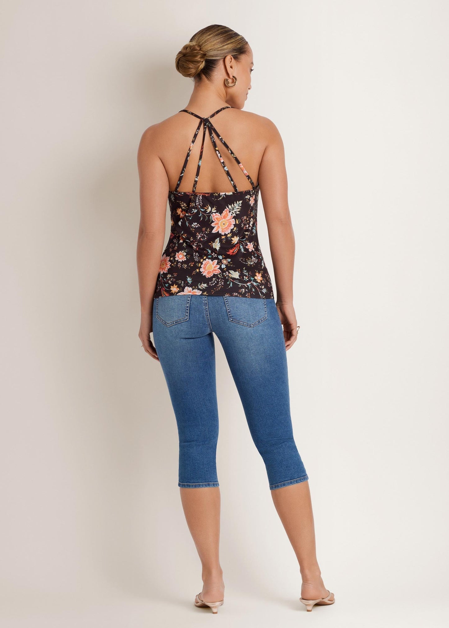 Back Detail Printed Tank Black Multi | Venus Value