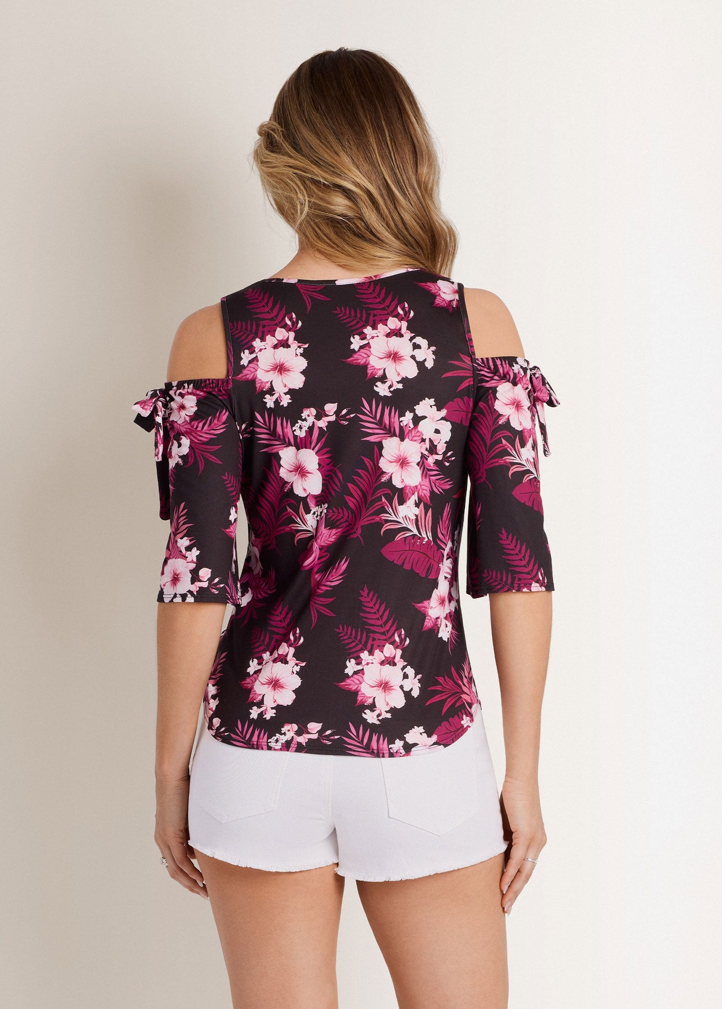 Printed Cold Shoulder Top Black Multi | Venus Budget Friendly