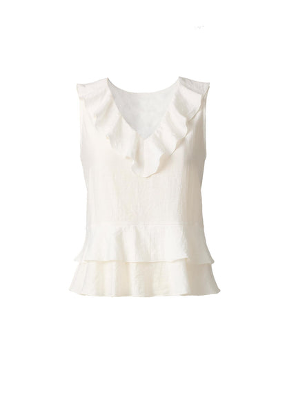 Textured Tiered Ruffle Top White | Venus Great Deal