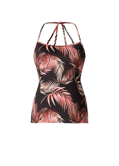 Back Detail Printed Tank Black Multi Floral | Venus Popular Choice