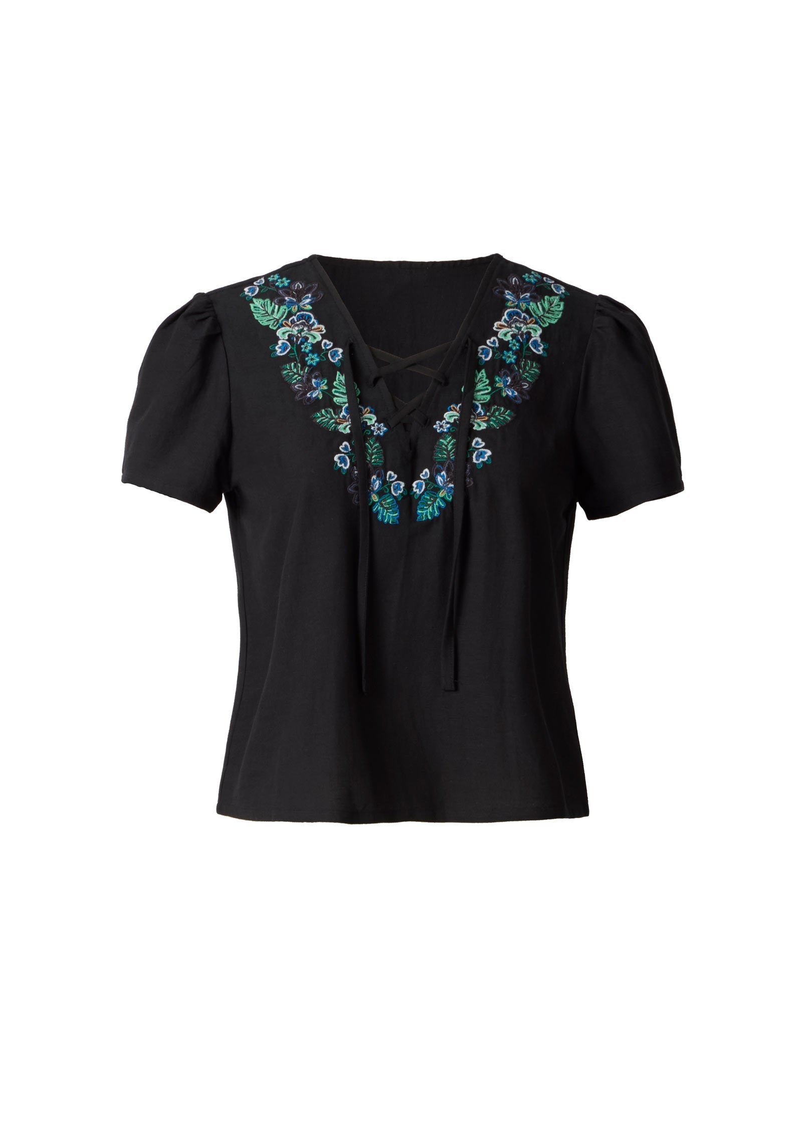 Embroidered Blouse Black Multi | Venus Best Seller