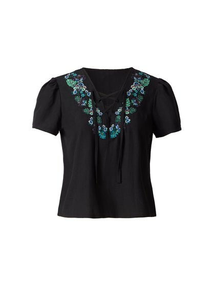 Embroidered Blouse Black Multi | Venus Best Seller