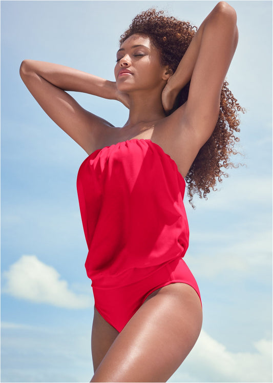 Blouson Bandeau Tankini Top - Red Hot | Venus Great Deal