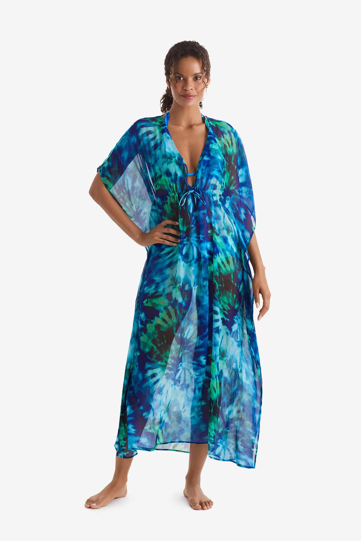 Mimi Flamingo Saltwater Tie Dye Dune Midi Caftan | Venus Cost Saving