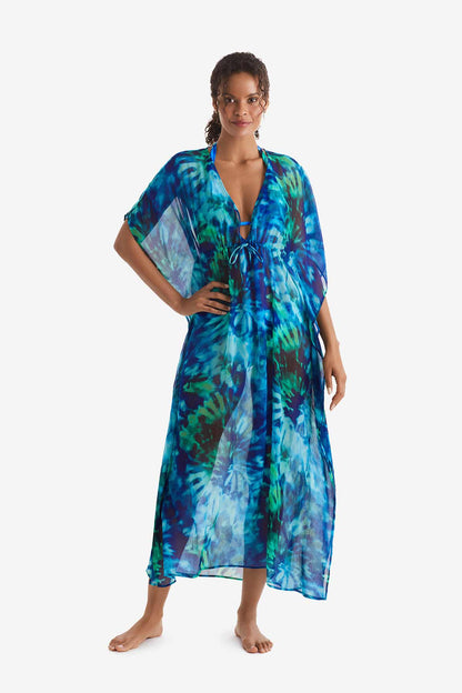 Mimi Flamingo Saltwater Tie Dye Dune Midi Caftan | Venus Cost Saving