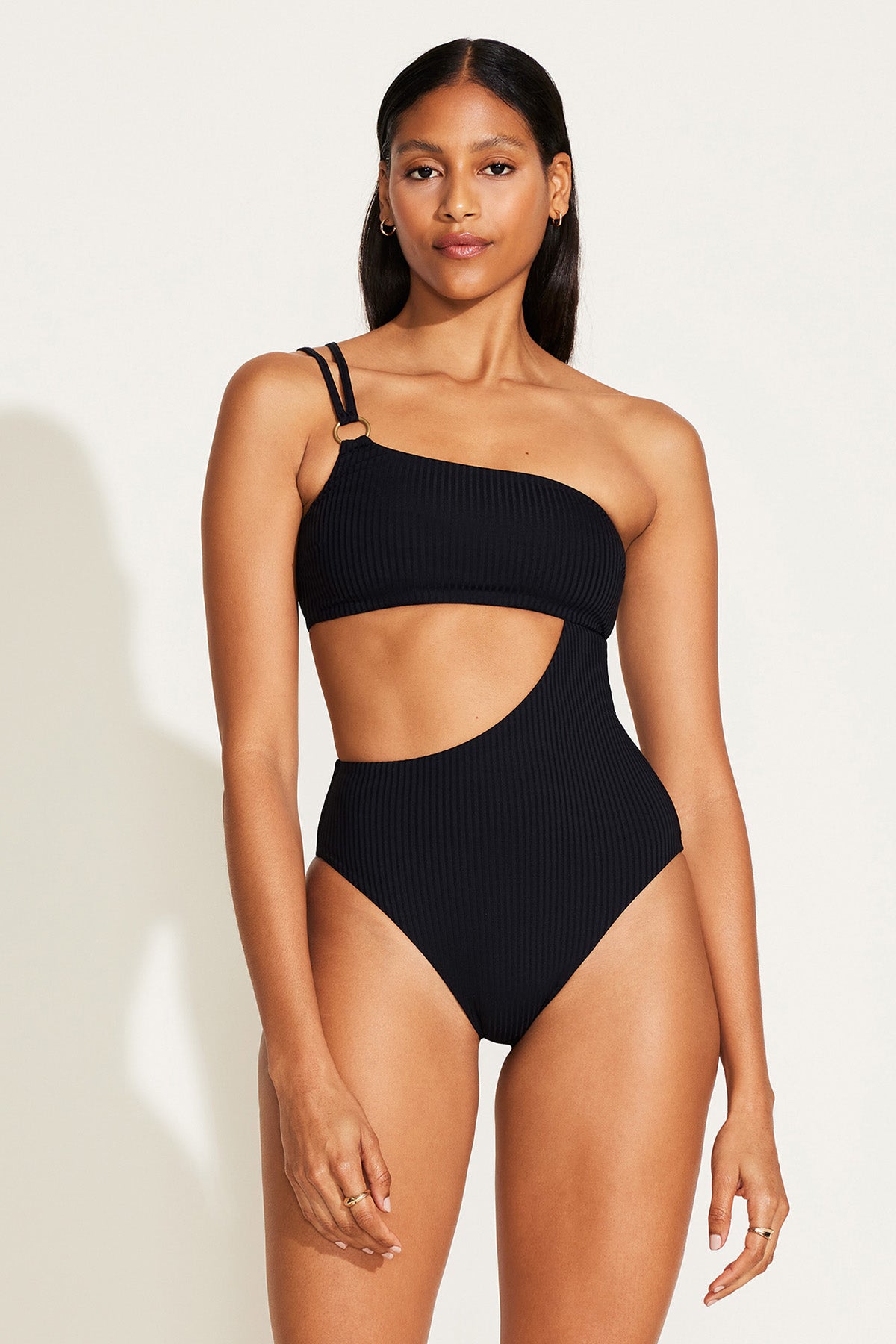 Cosmo One Shoulder One Piece Black EcoRib | Venus Limited Edition