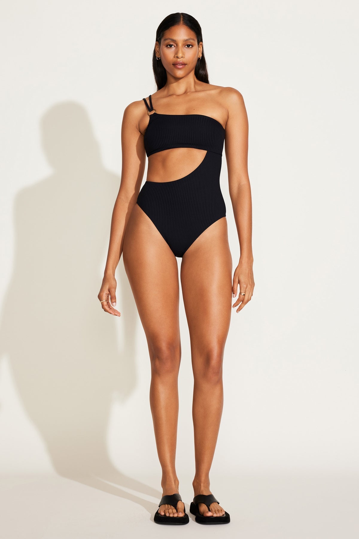 Cosmo One Shoulder One Piece Black EcoRib | Venus Limited Edition