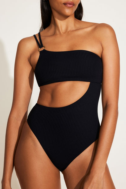 Cosmo One Shoulder One Piece Black EcoRib | Venus Limited Edition