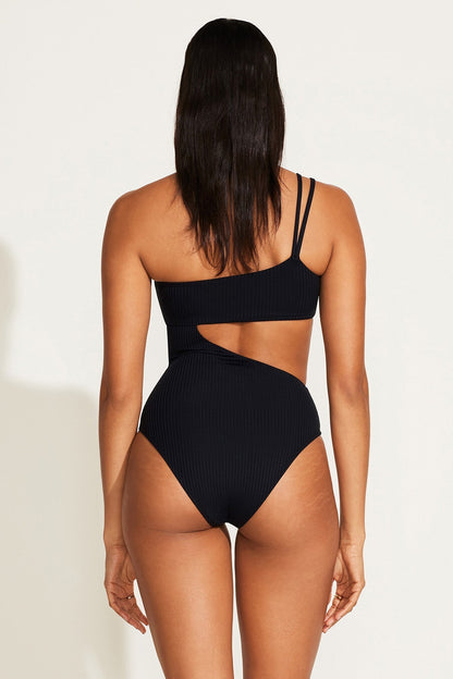 Cosmo One Shoulder One Piece Black EcoRib | Venus Limited Edition