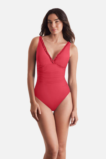 Sonny Surplice One Piece - Hot Coral | Venus Cost Saving