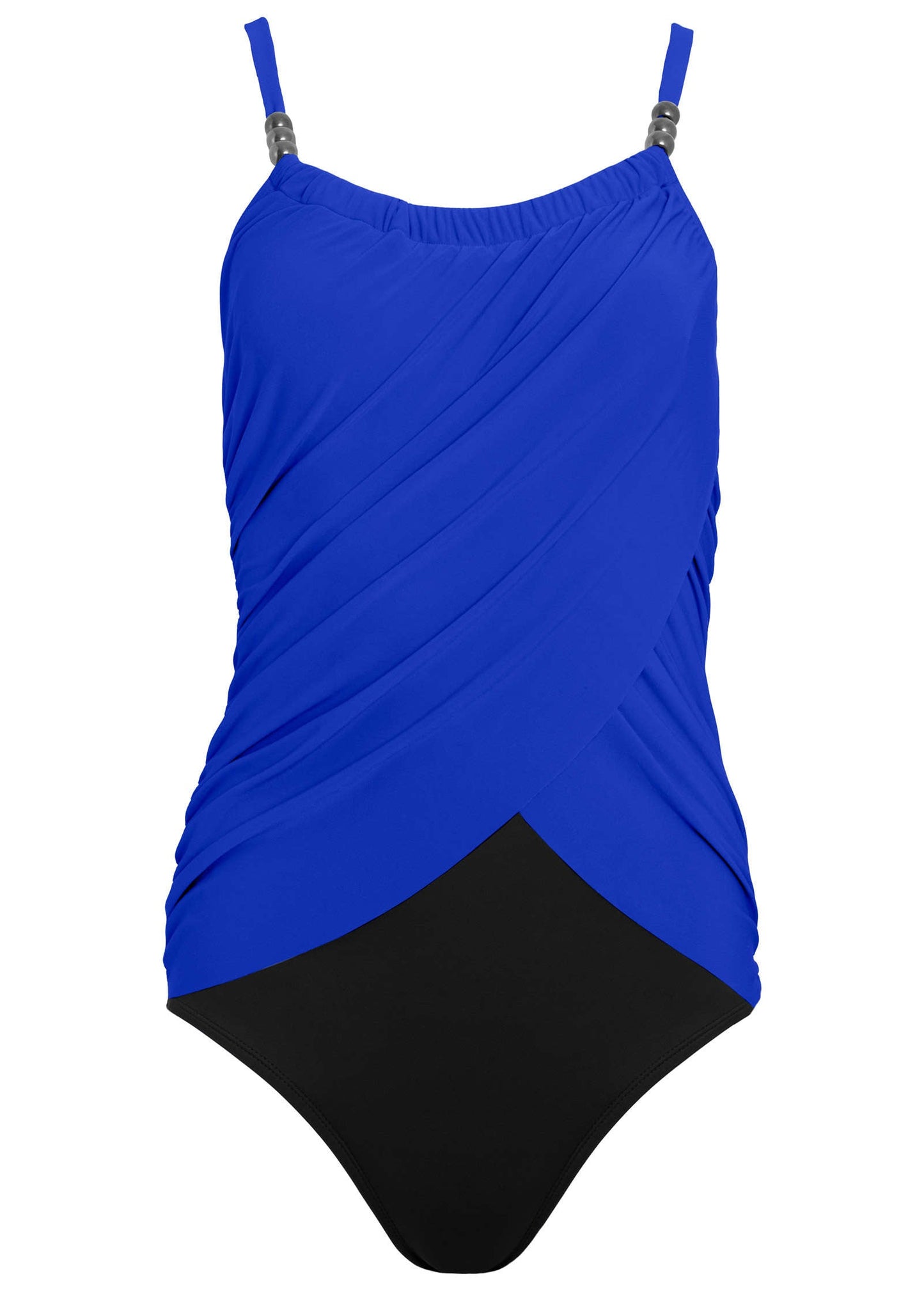 Slimming Draped One-Piece - Cobalt & Black | Venus Popular Choice