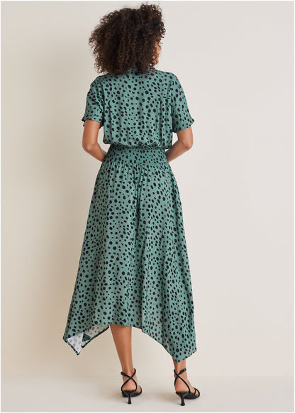 Collared Maxi Dress - Green & Black | Venus Great Deal