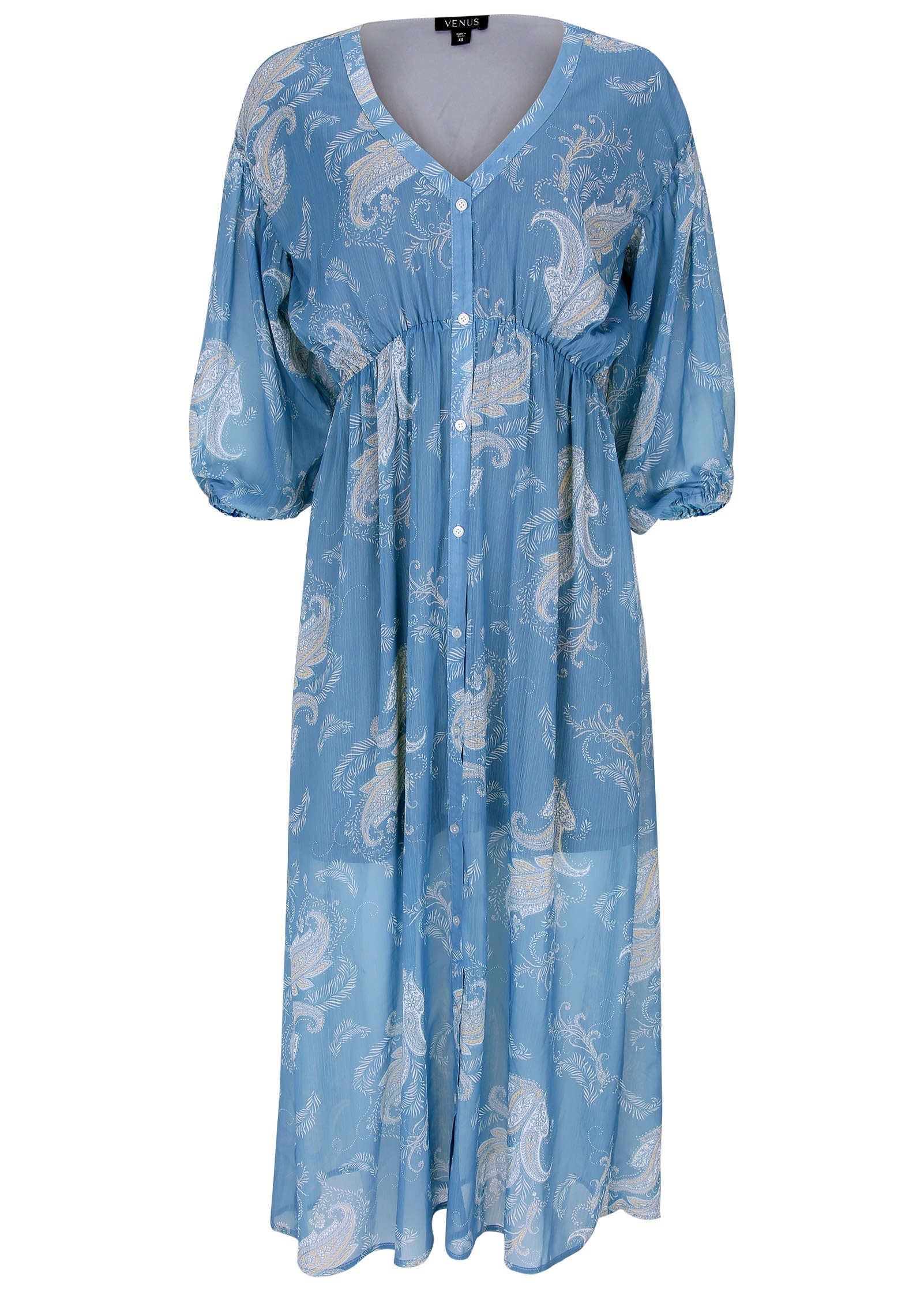 Button Down Maxi Dress - Blue | Venus Special Offer