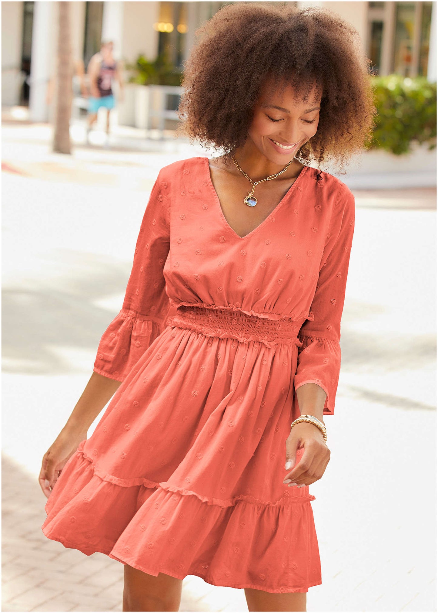 Ruffle Tiered Mini Dress - Burnt Orange | Venus Featured