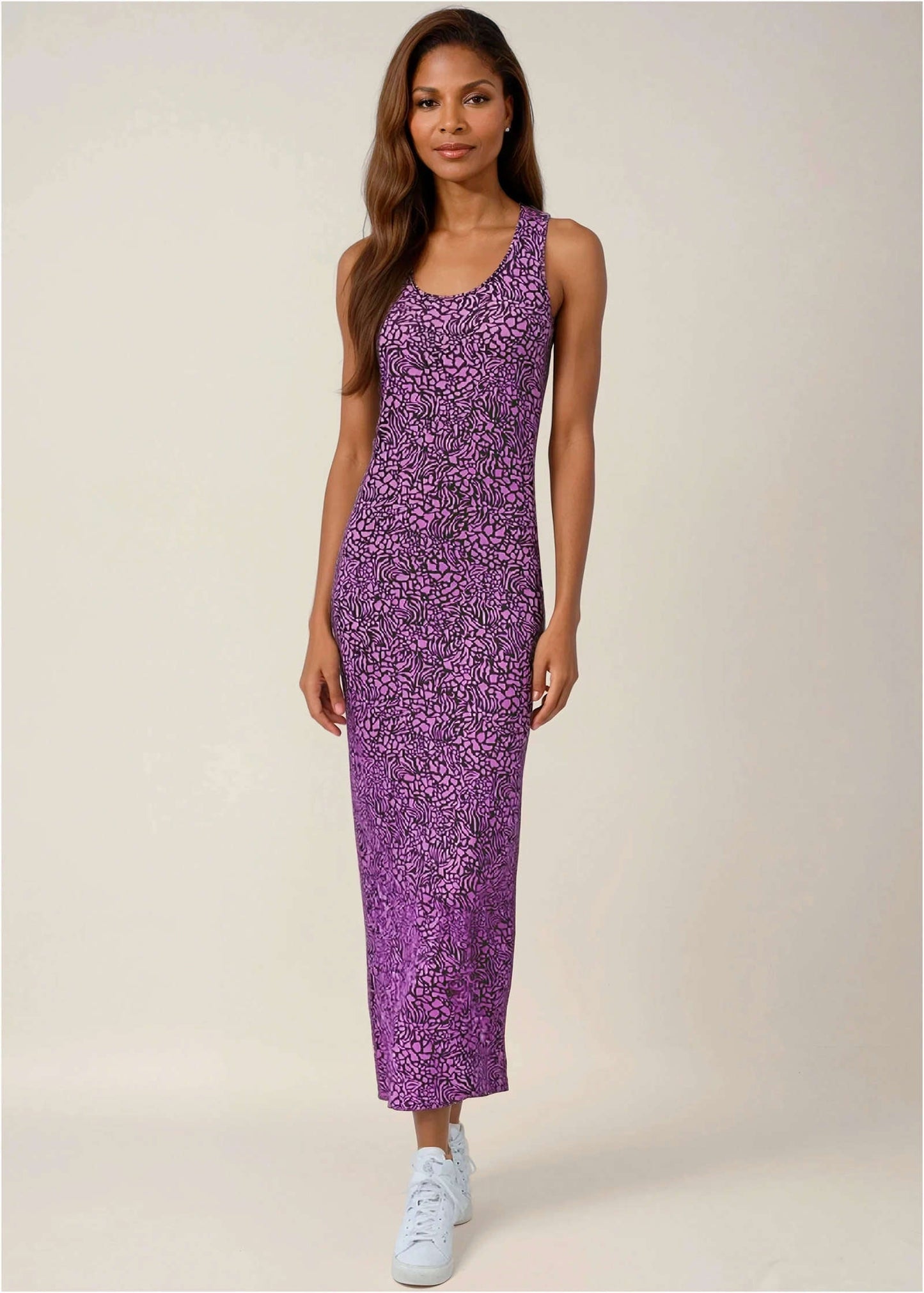Tank Maxi Dress - Purple Abstract Animal | Venus Best Seller