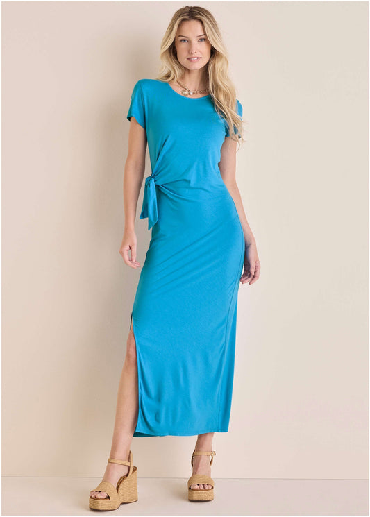 Tie Side Maxi Dress - Blue | Venus Sale