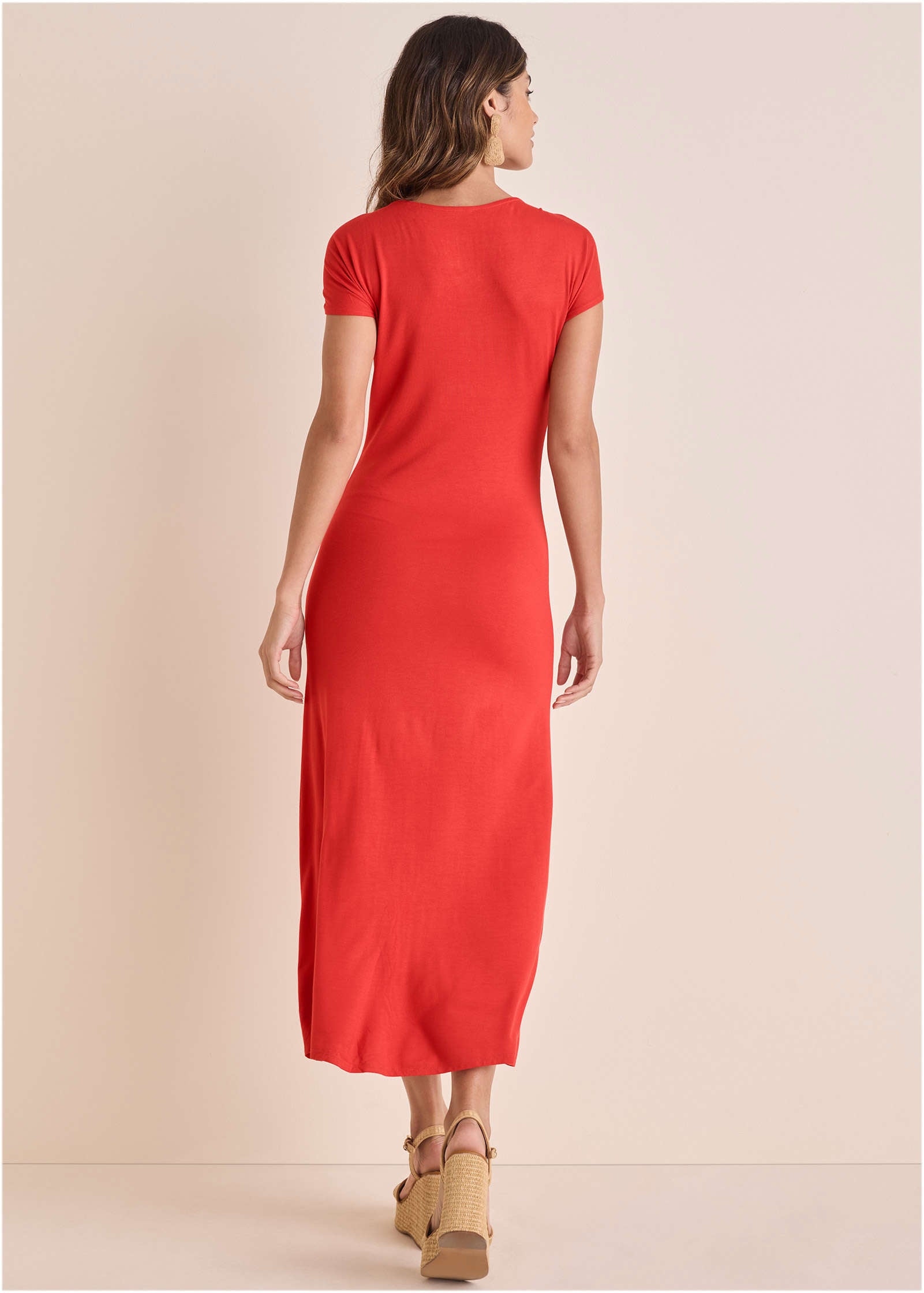 Tie Detail Maxi Dress - Rococco Red | Venus Value