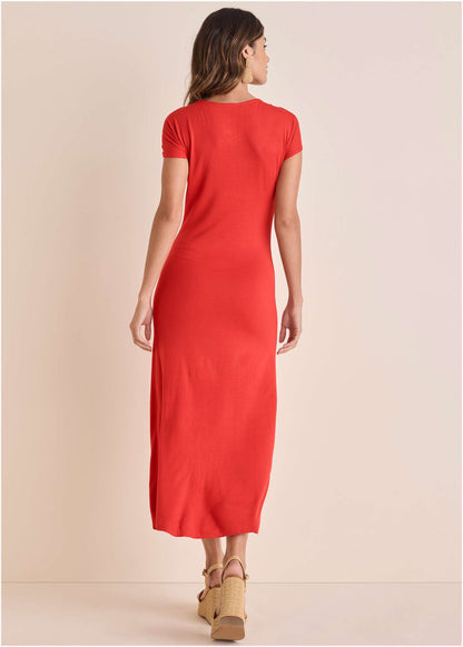 Tie Detail Maxi Dress - Rococco Red | Venus Value