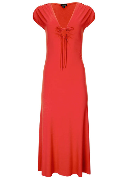 Tie Detail Maxi Dress - Rococco Red | Venus Value
