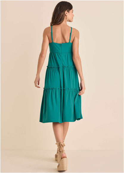 Key Hole Midi Dress - Tropical Green | Venus Affordable