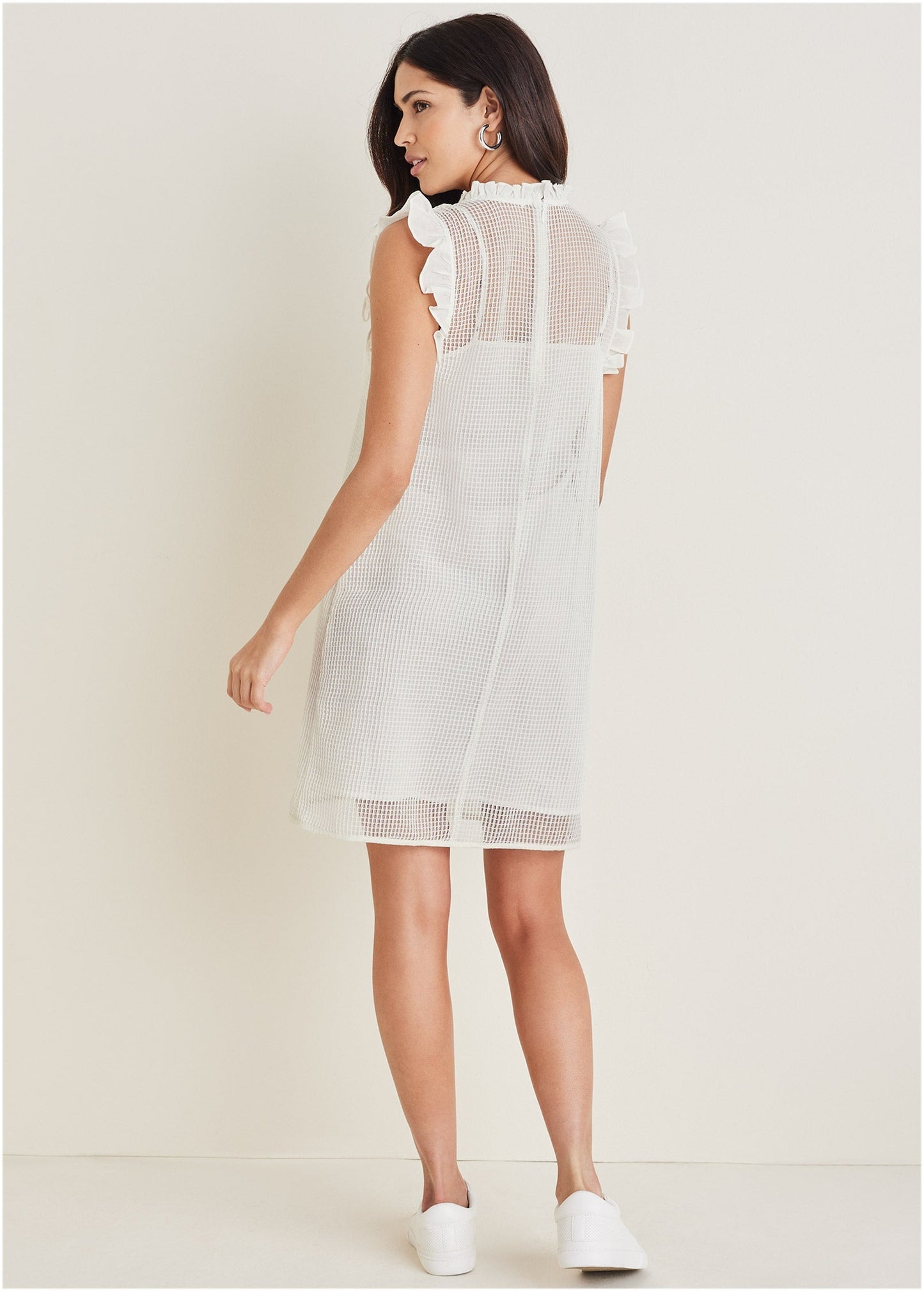 Diamond Lace Ruffle Dress - Cloud Dancer | Venus Budget Friendly