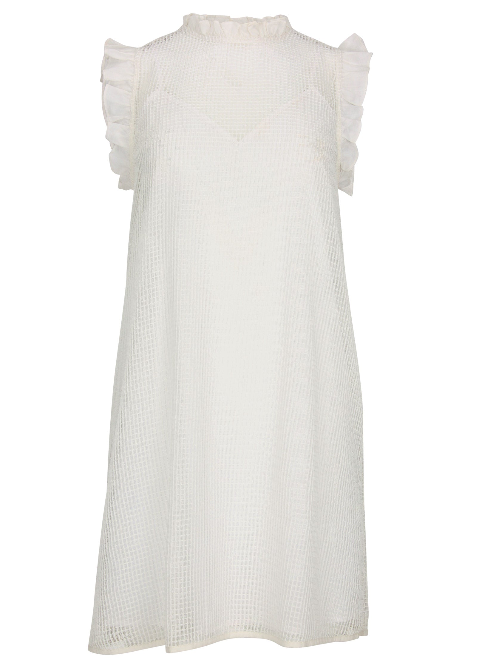 Diamond Lace Ruffle Dress - Cloud Dancer | Venus Budget Friendly