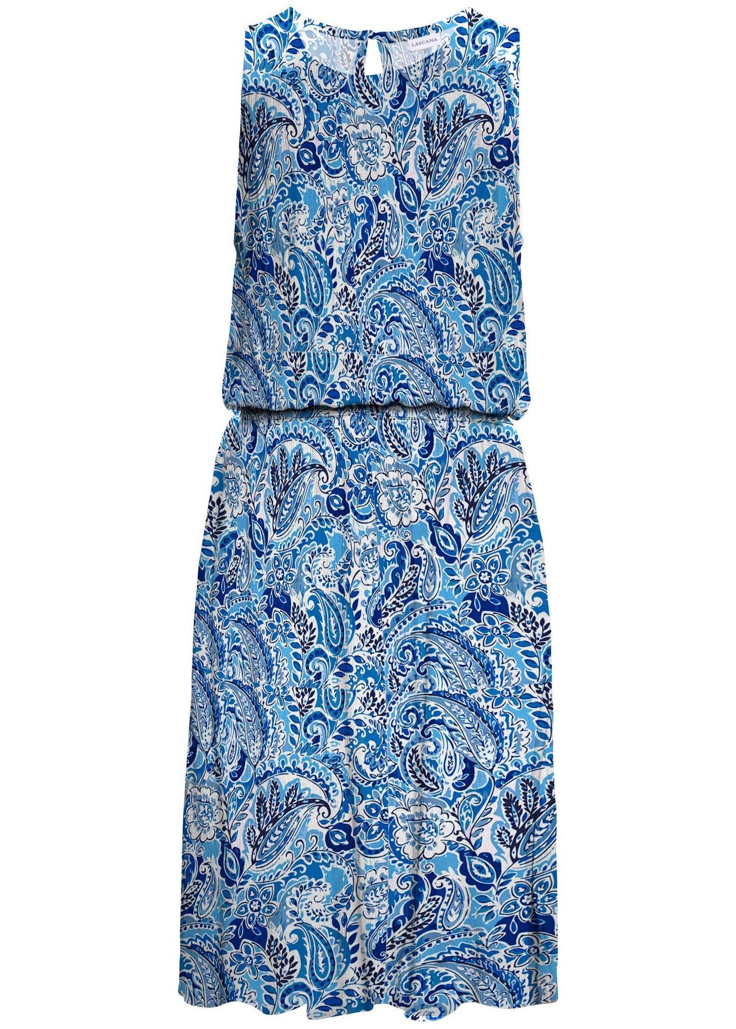 Sleeveless Paisley Mini - Blue & White | Venus Popular Choice
