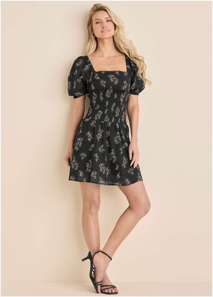 Cotton Voile Mini Dress - Tossed Wildflowers | Venus Limited Edition