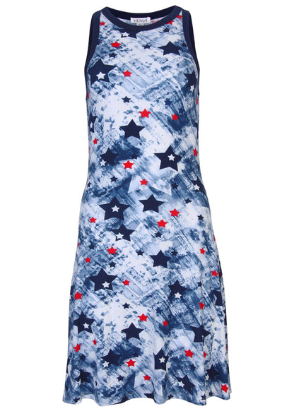 Printed Fit And Flare Dress - Boardwalk Stars | Venus Value