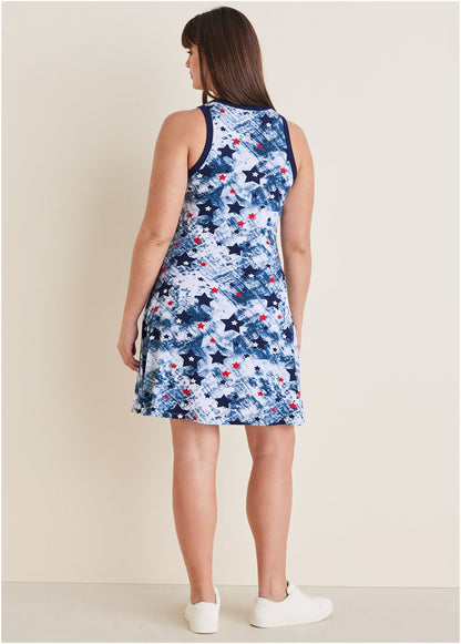Printed Fit And Flare Dress - Boardwalk Stars | Venus Value