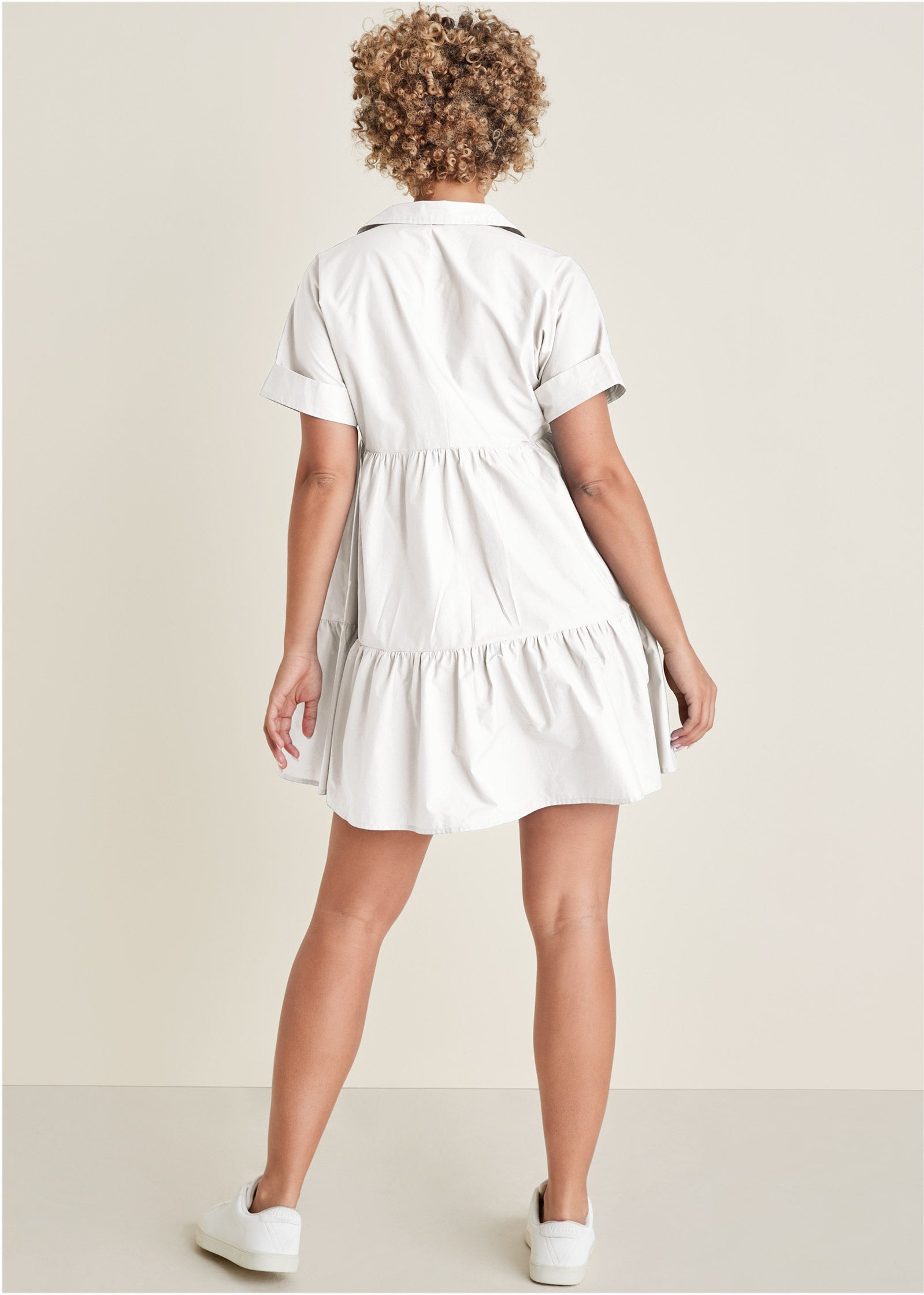 Cotton Poplin Tiered Dress - Cloud Dancer | Venus Special Offer
