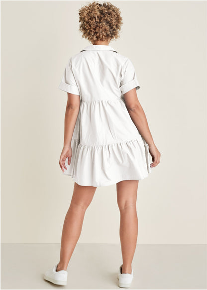 Cotton Poplin Tiered Dress - Cloud Dancer | Venus Special Offer