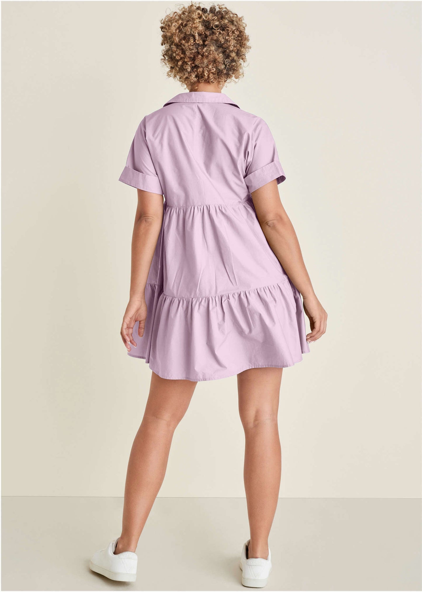 Cotton Poplin Tiered Dress - Lilac | Venus Featured